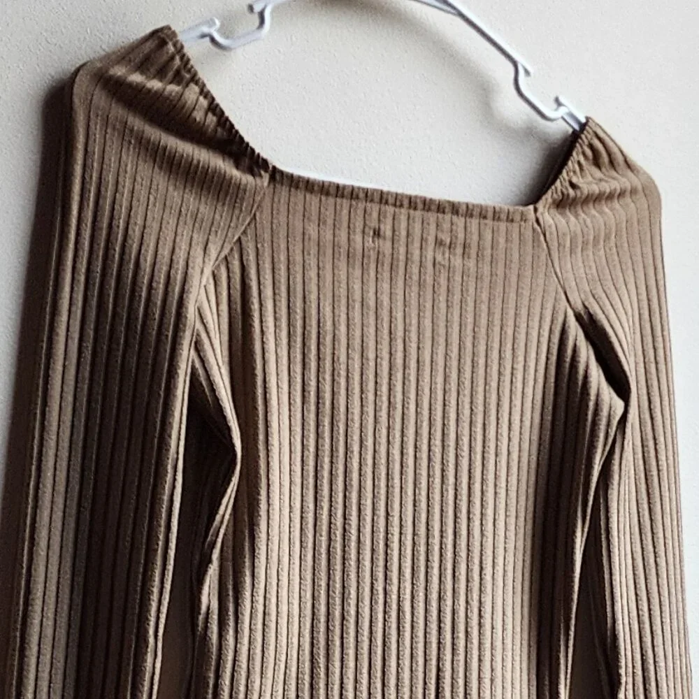 Madewell Tan Ribbed Stretch Crop Top Size XXS